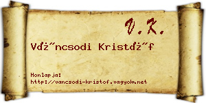 Váncsodi Kristóf névjegykártya